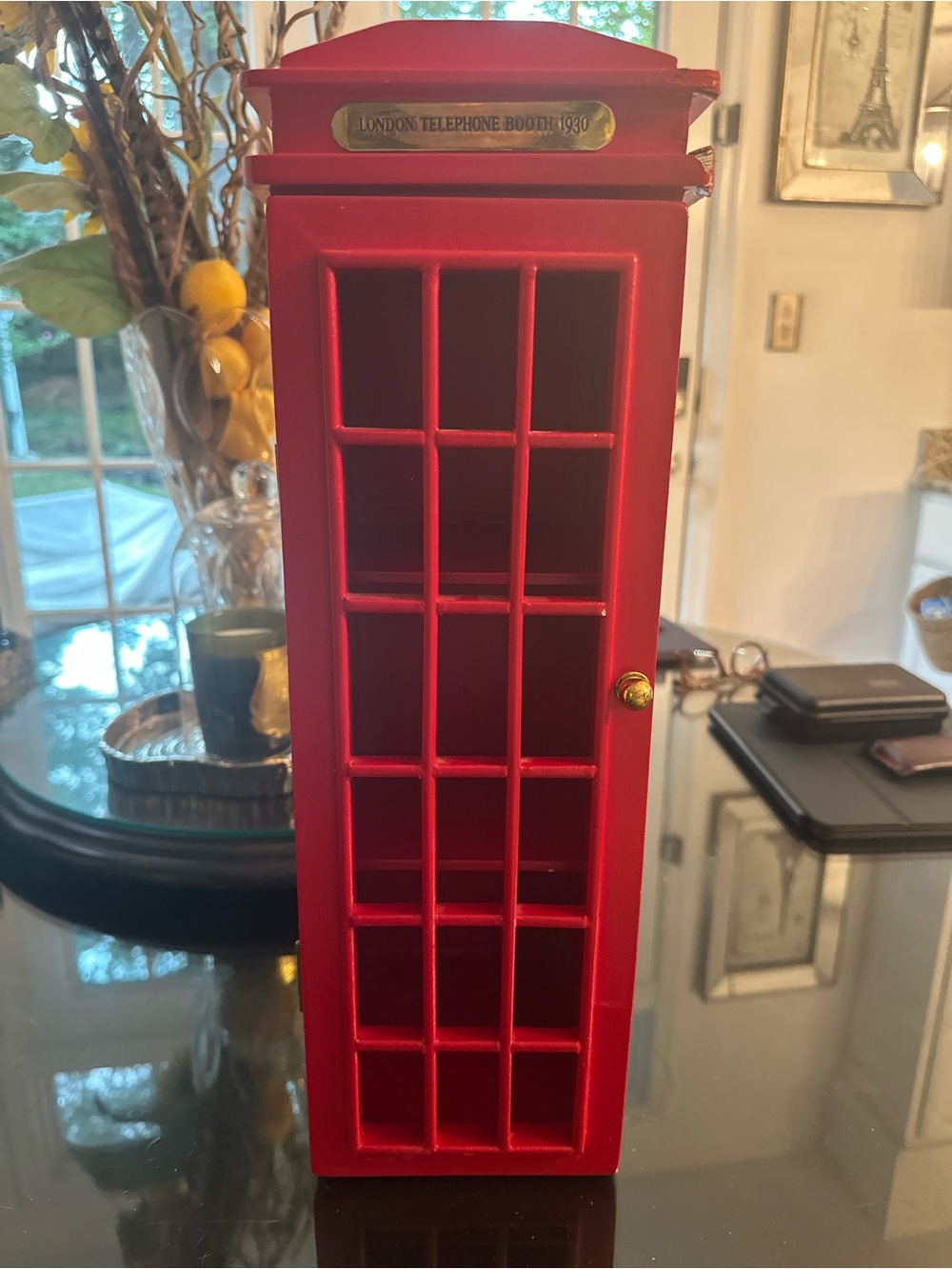 Vintage Style London Telephone Booth 1930 Wooden Wall Shelf / Display Cabinet